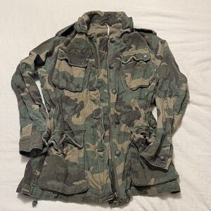 Free People Green Camouflage Utility Jacket